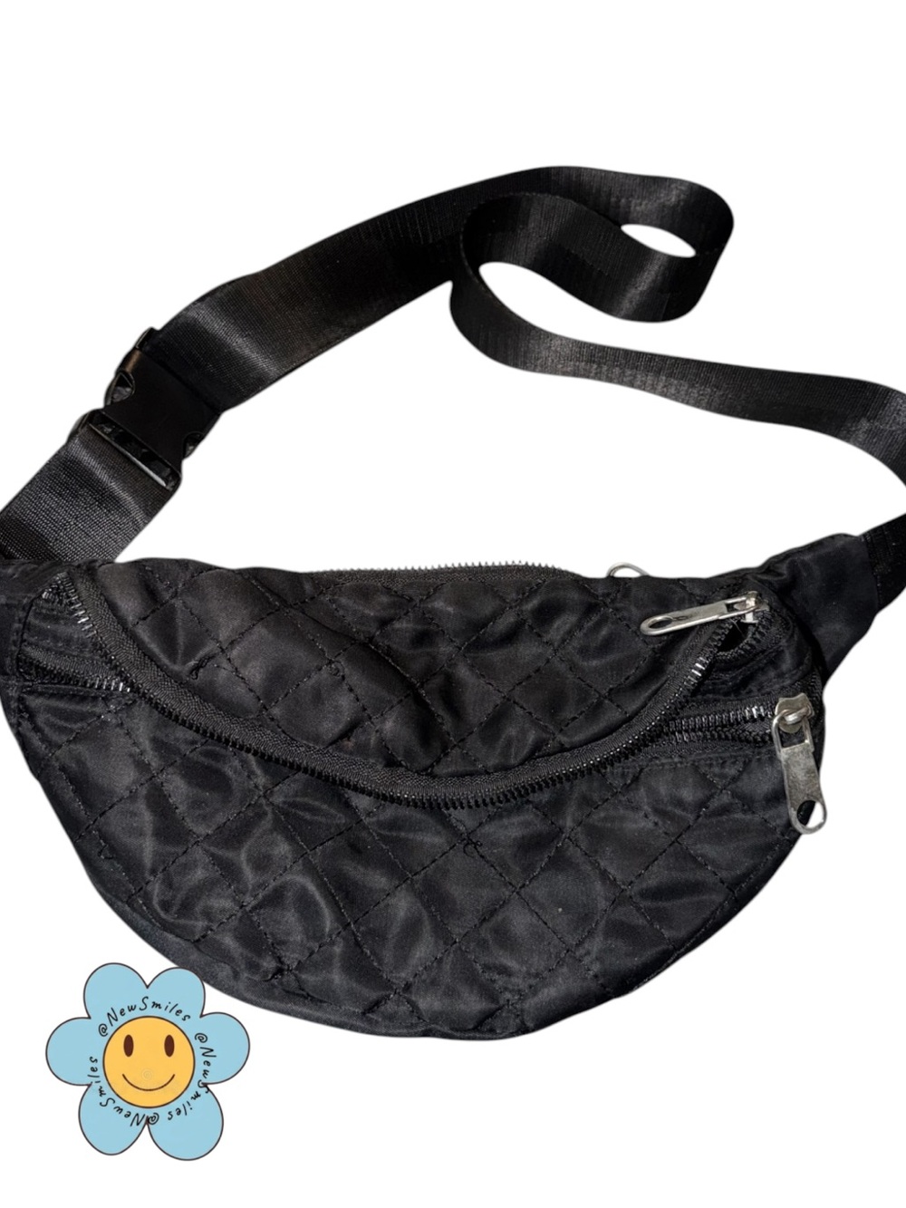 Demokate~Waist or Chest Bag~Black~ Quilted Front w/ 2 Large Pockets~Asjustable